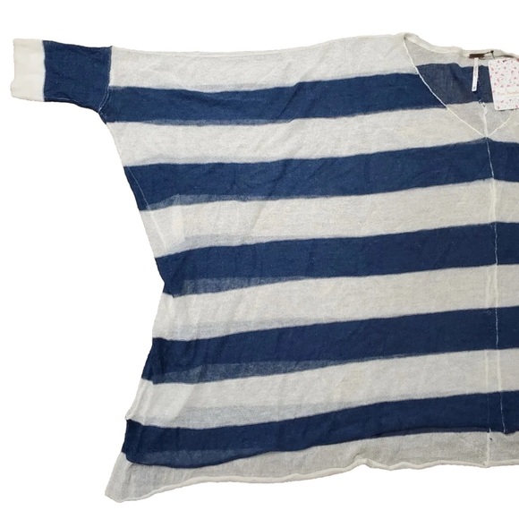 NEW W/TAGS Free People Lifesaver Pullover XS/S Blue Stripe Knit Dolman Oversized - Picture 4 of 14